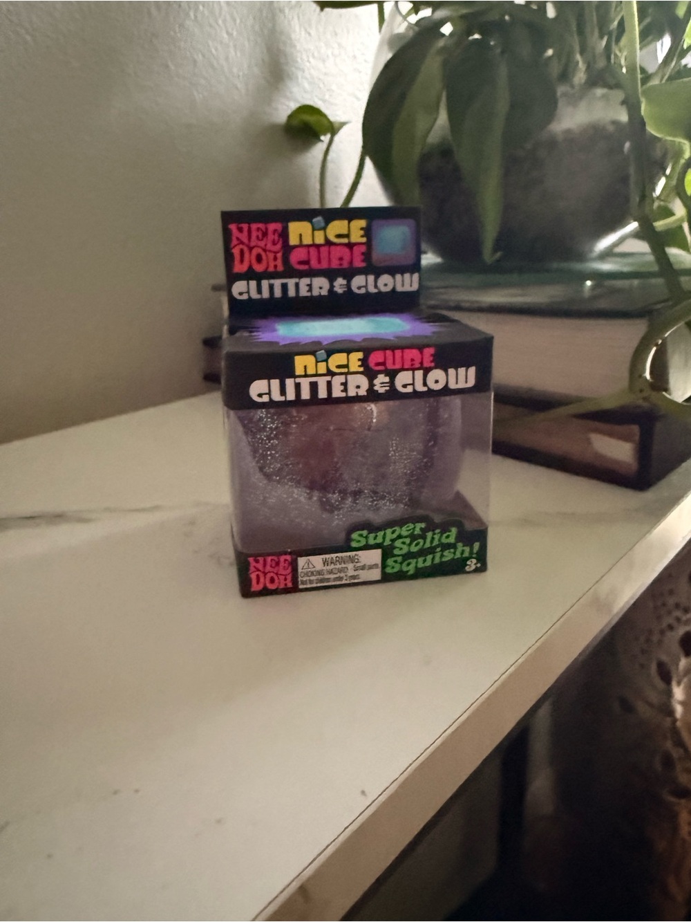 Needoh Nice Cube Glitter & Glow Purple Home Accent
